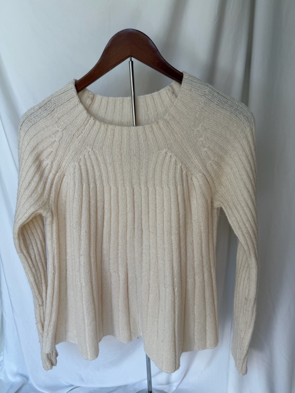 Ivory Ribbed Crewneck Sweater